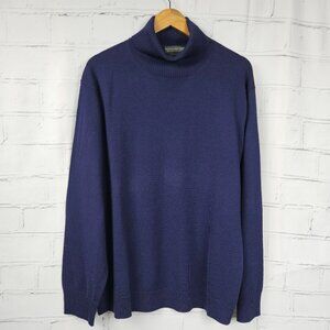 Banana Republic Extra Fine Italian Merino Wool Turtleneck Sweater Mens XXL Blue